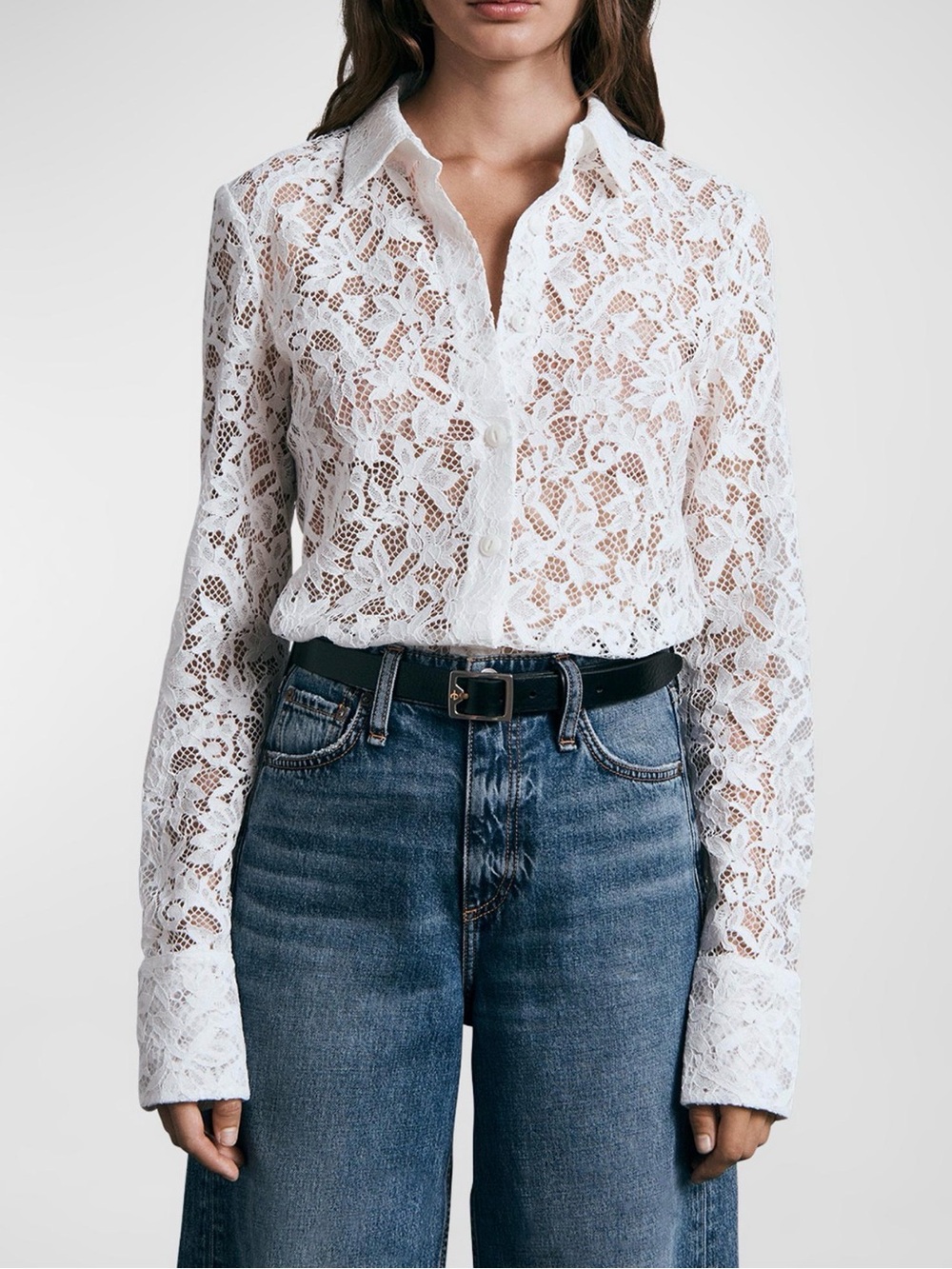 Rag & Bone - Women’s White Lace Button-Up Shirt - 12